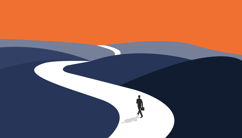 Person walking a path